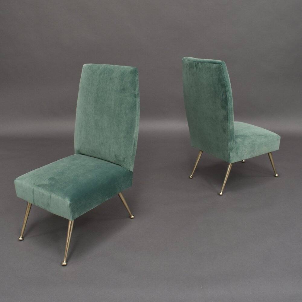 Set of Italian velvet side chairs by Gigi Radice for Minotti, 1950s