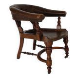 Victorian mahogany leather desk chair