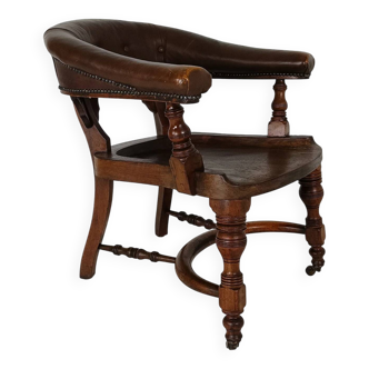 Victorian mahogany leather desk chair
