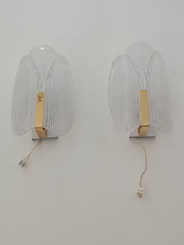 Paire d'appliques par Carl Fagerlund pour Orrefors 1970s