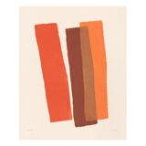 orange abstract painting - contemporary painting - signed Eawy