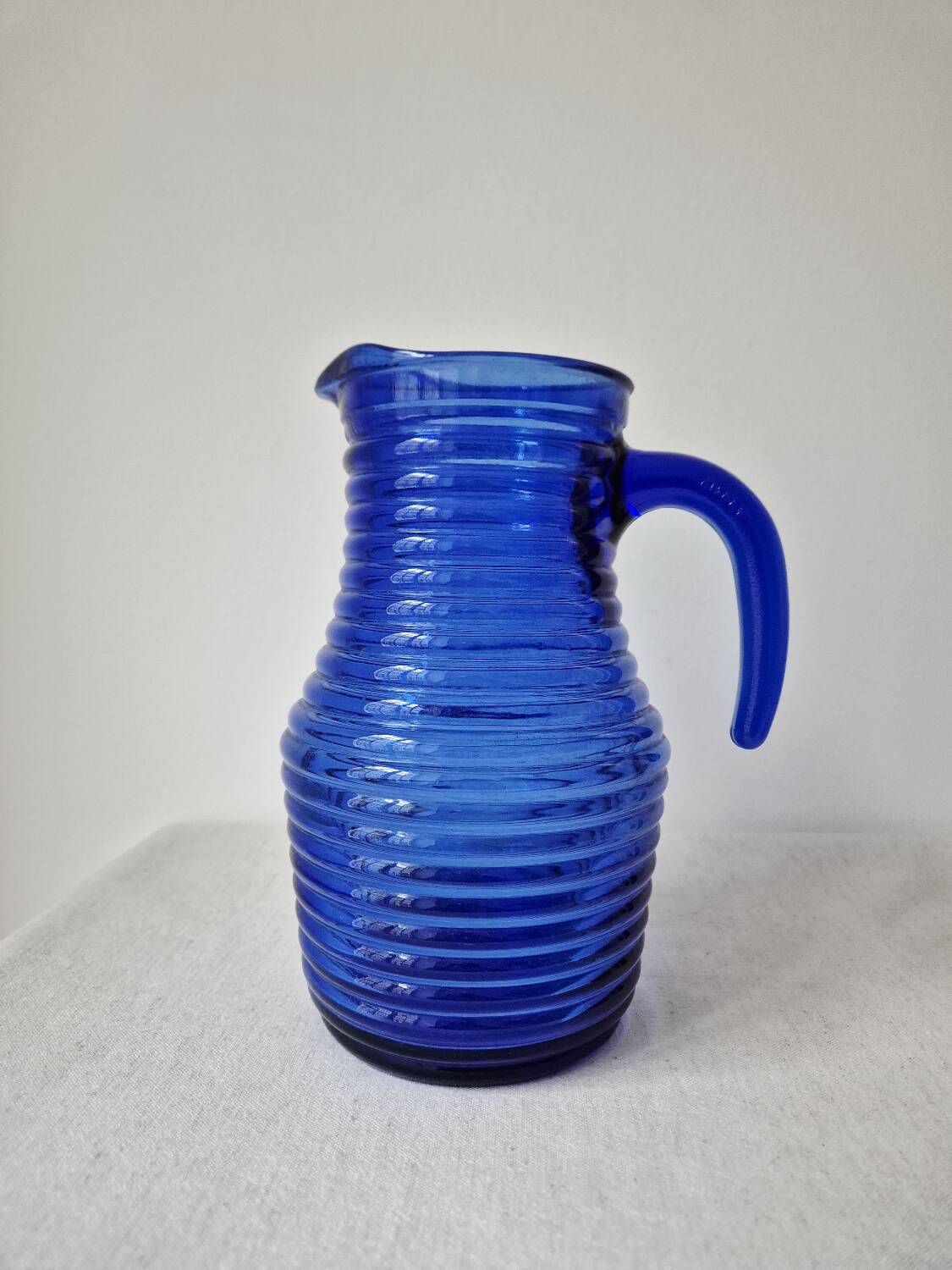 Vintage cobalt blue glass carafe/pitcher '1970s - Cisper