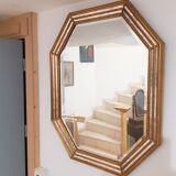 Large octagonal mirror with closed screens and beveled glass  72x91cm