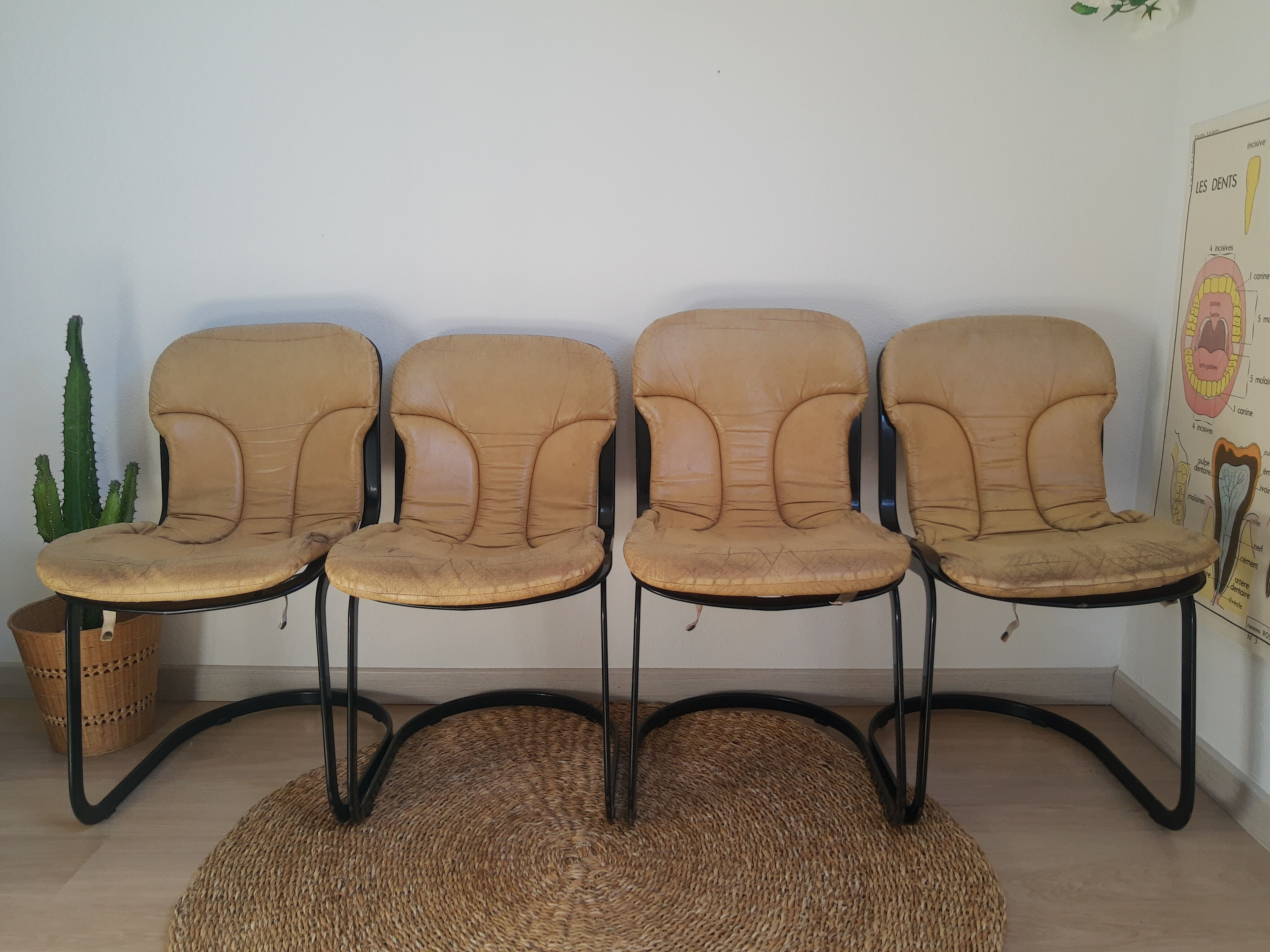 Set de 4 chaises vintage Cidue Italie années 70