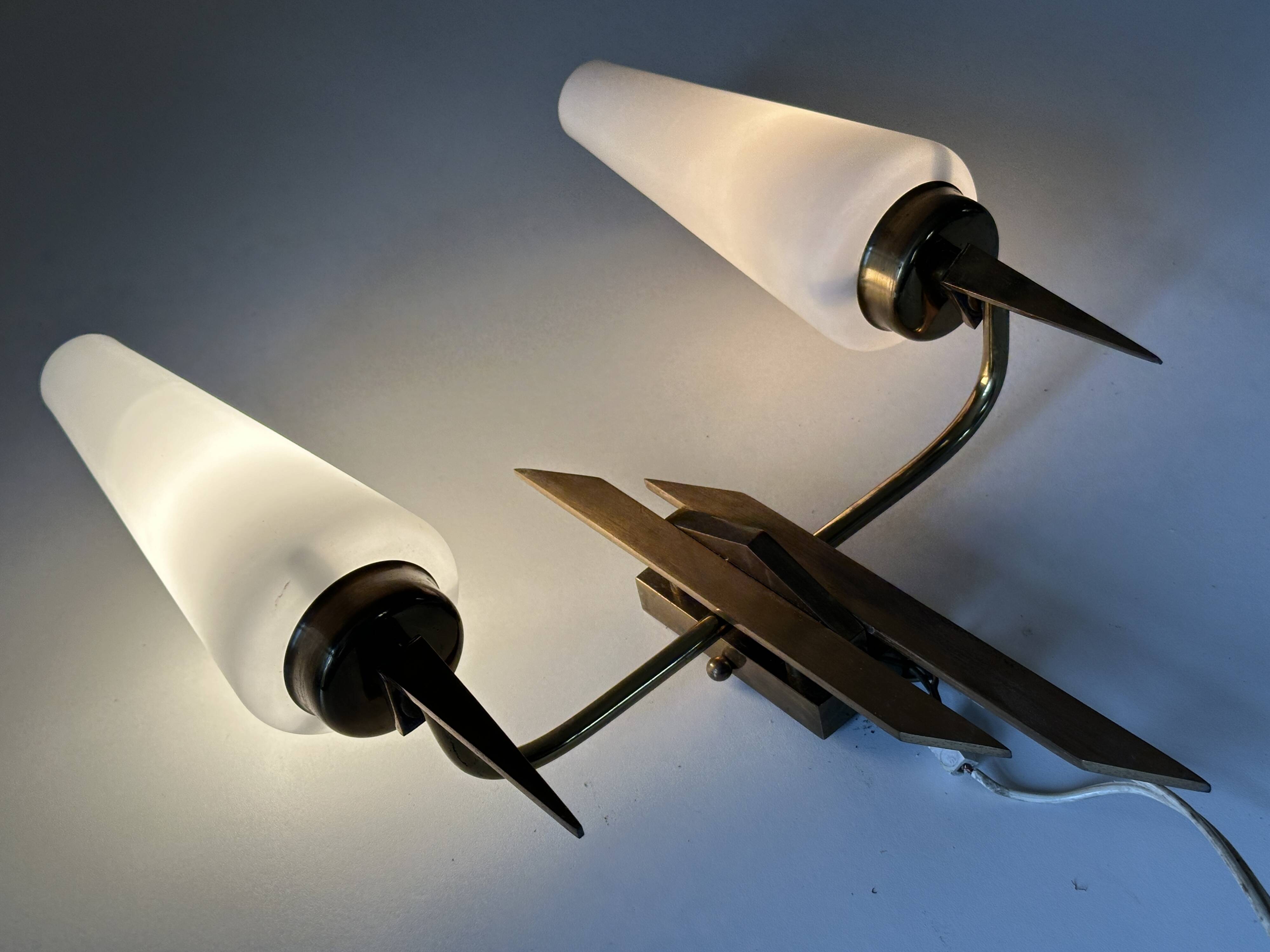 Vintage design solid brass wall light from the 60s