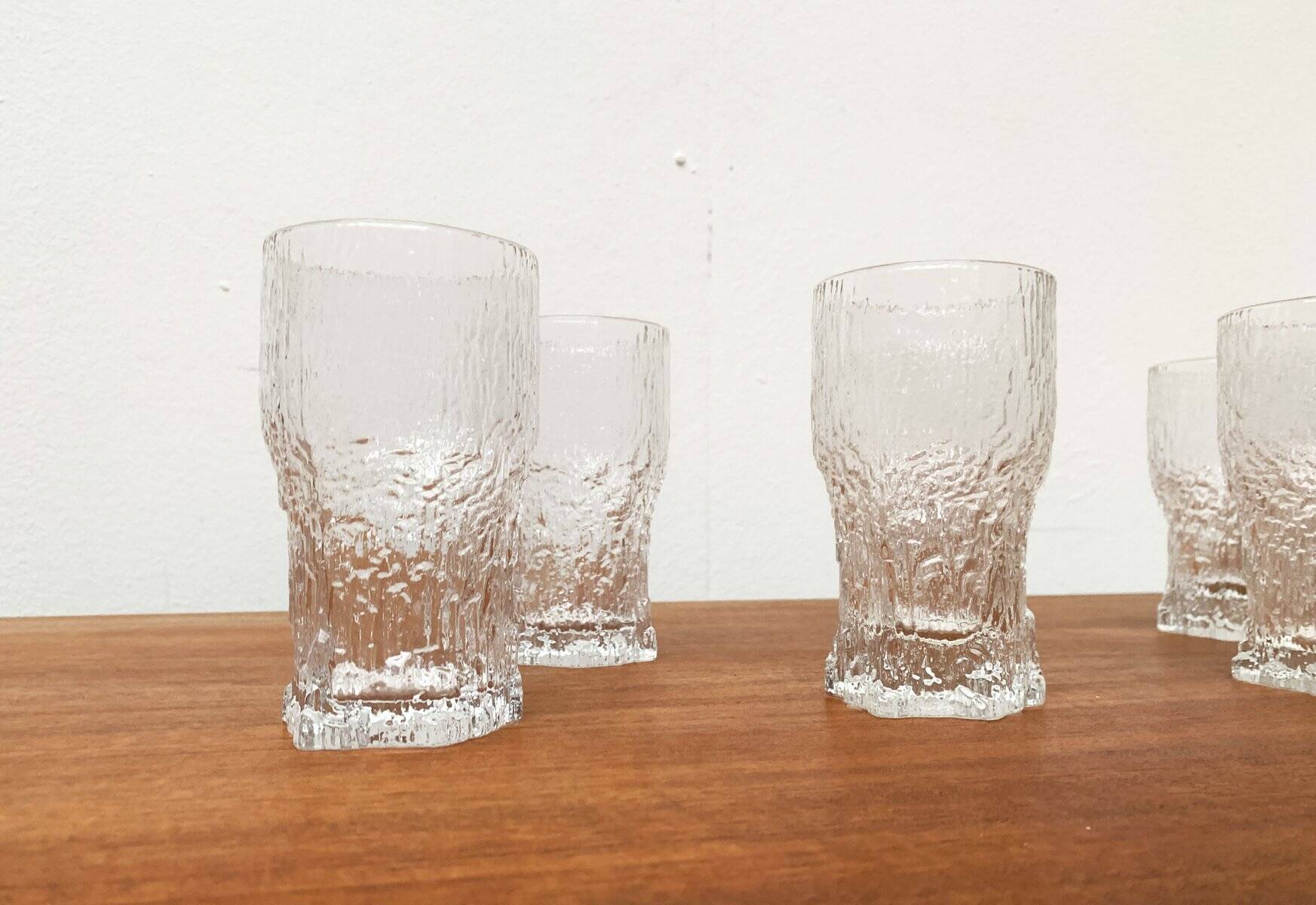 Mid-century Finnish Verres Aslak by Tapio Wirkkala for Iittala, set of 8.