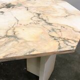 Blush pink octagonal Italian marble dining table 1970s - Italian stone dining table