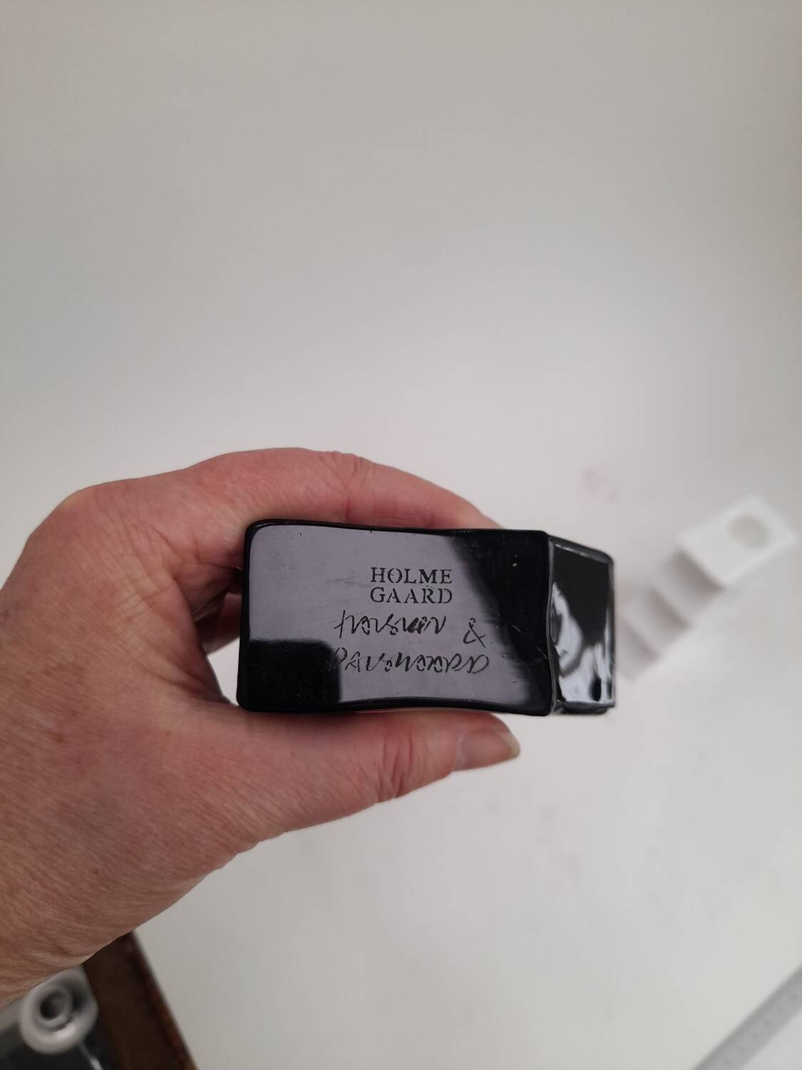 2 zigzag glass candle holders by Holmegaard