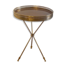 Small tripod table in brass and wood of rosewood 1950 s