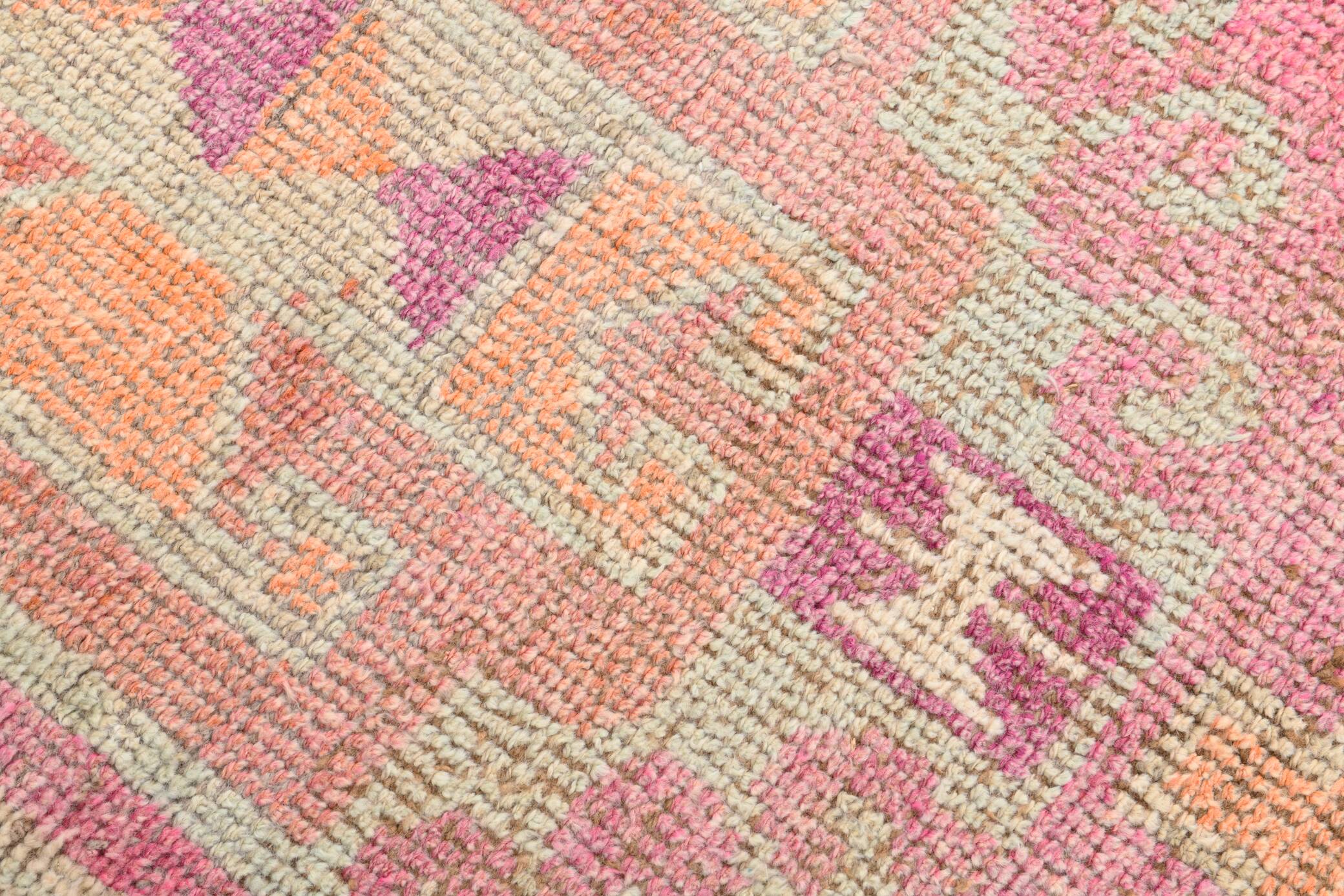 Tapis coureur vintage turc pastel rose 3x10, 97x310 cm