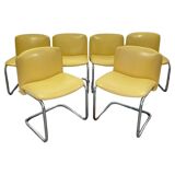 Vintage Chairs in Chrome Plated Steel, 1970s, Set of 6