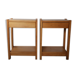 Pair of light beech bedside tables