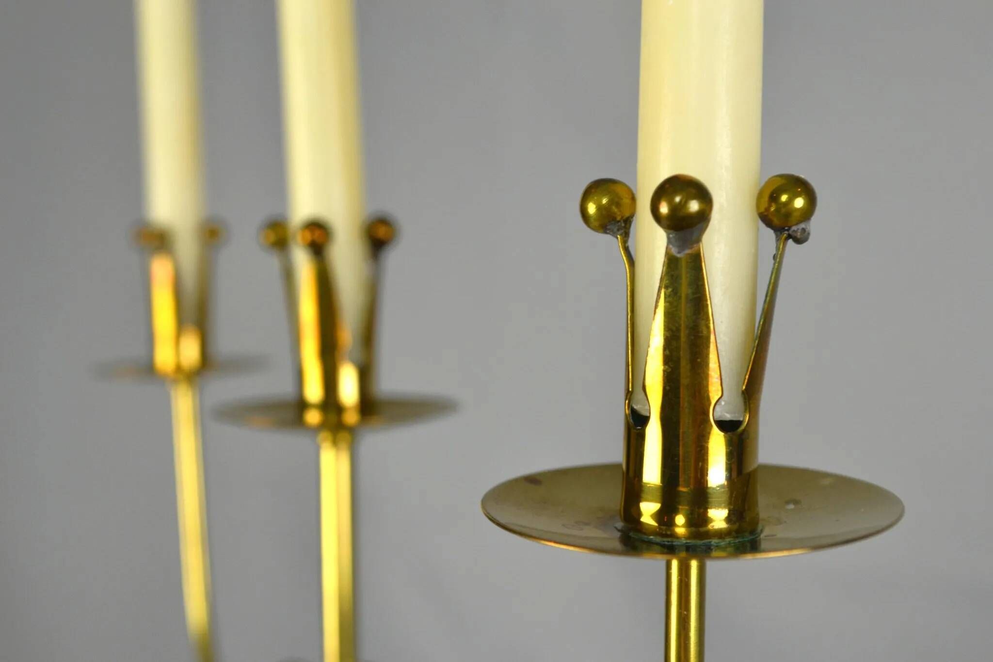 Brass candelabra by Gunnar Ander for Ystad-Metall , Sweden 1950s