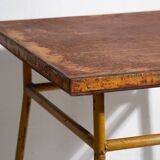 Ancienne table d’extérieur de couleur ocre (c.1920)