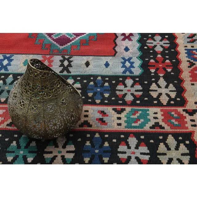 1970s Vintage Turkish Hand-Knotted Wool Cotton Red Area Rug 207x311
