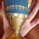 Lot of two blue and gold baluster vases
