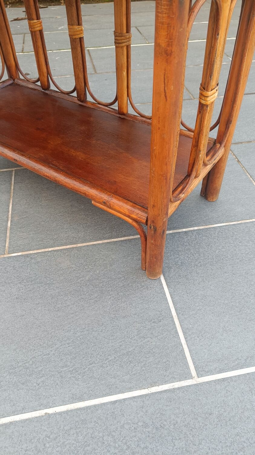 Four-tier rattan shelf