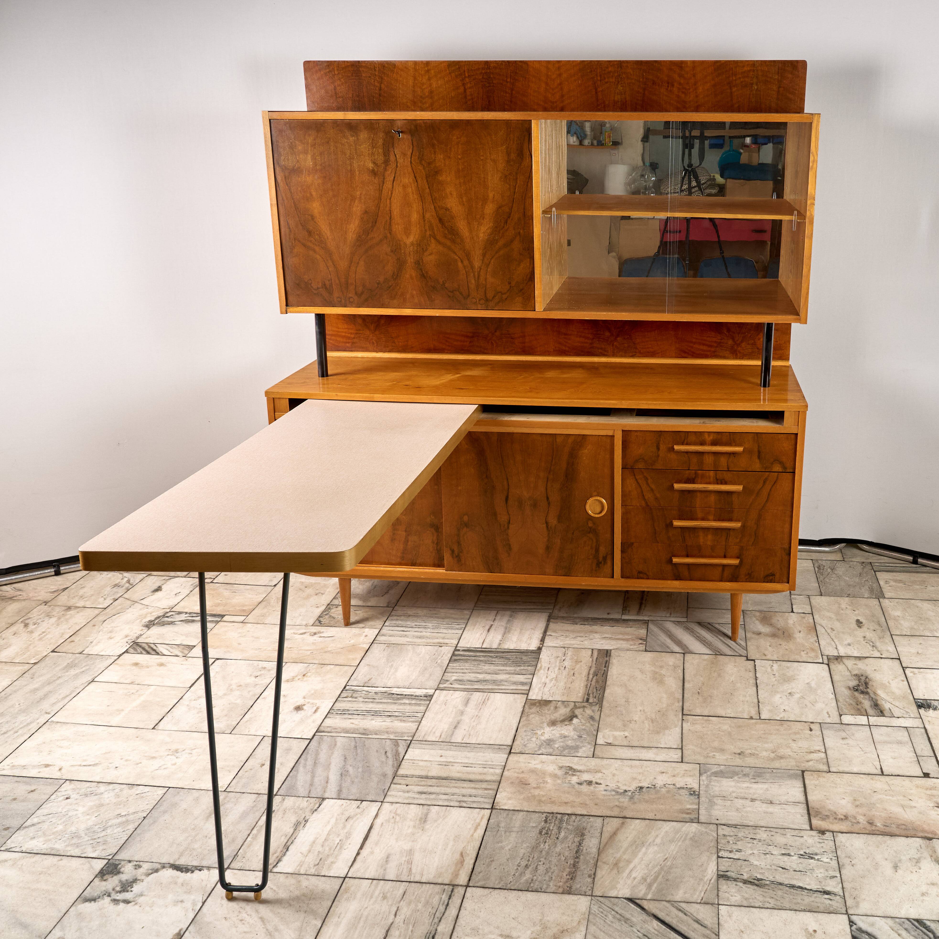 Vintage Credenza with pull-out table, 1960s, Czechoslovakia