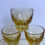 Lot de 6 verres à liqueur en verre jaune années 70