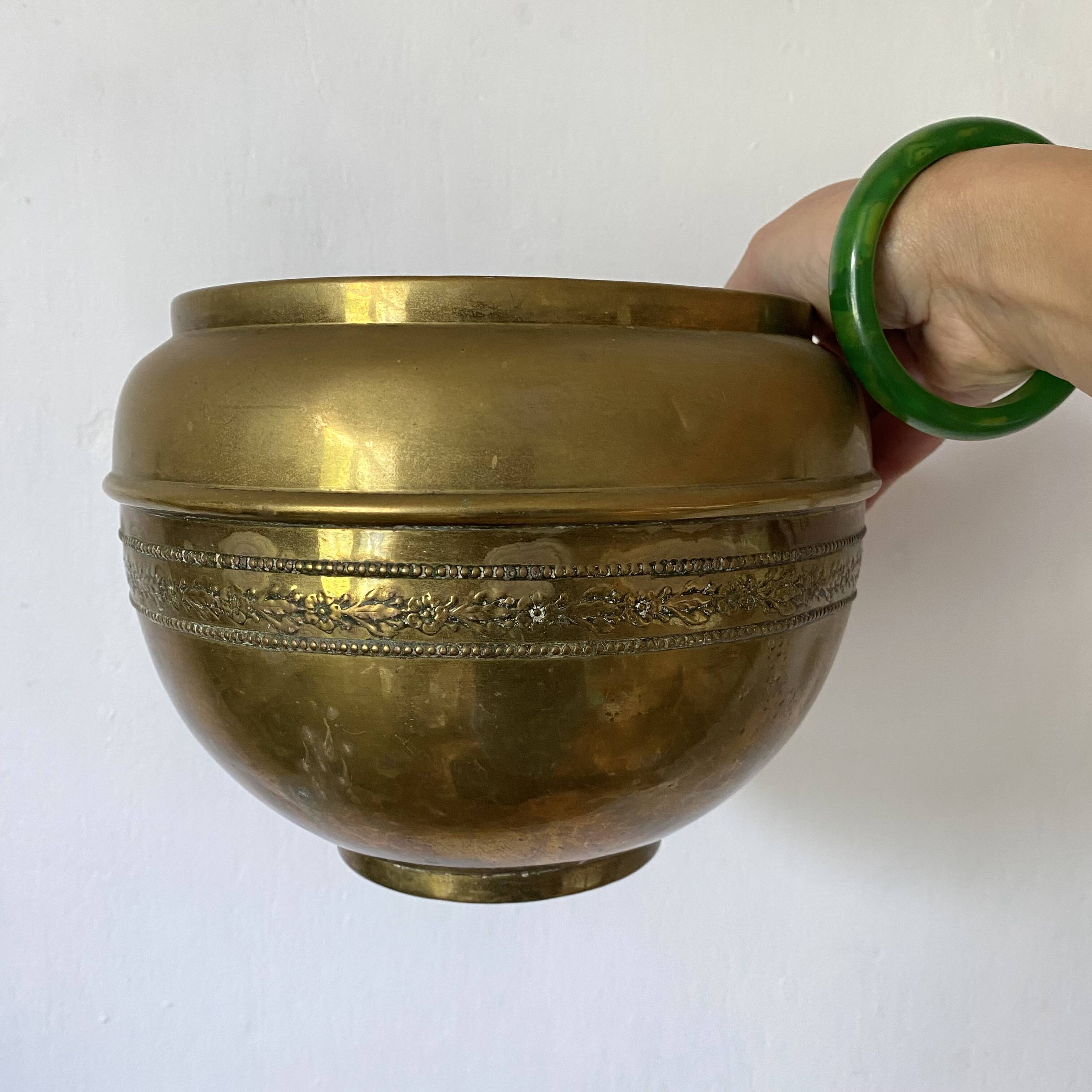 Villedieu gilded brass flowerpot