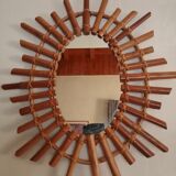 Sun mirror in bamboo and rattan, 70x55 cm