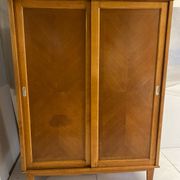 Vintage wardrobe with compass feet, sliding doors
