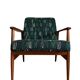 Set of Midcentury Armchairs, by Juliszu Kędziorek in Green Jacquard, 1960s