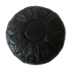 Contemporary leather full black pouf