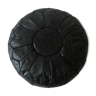 Contemporary leather full black pouf