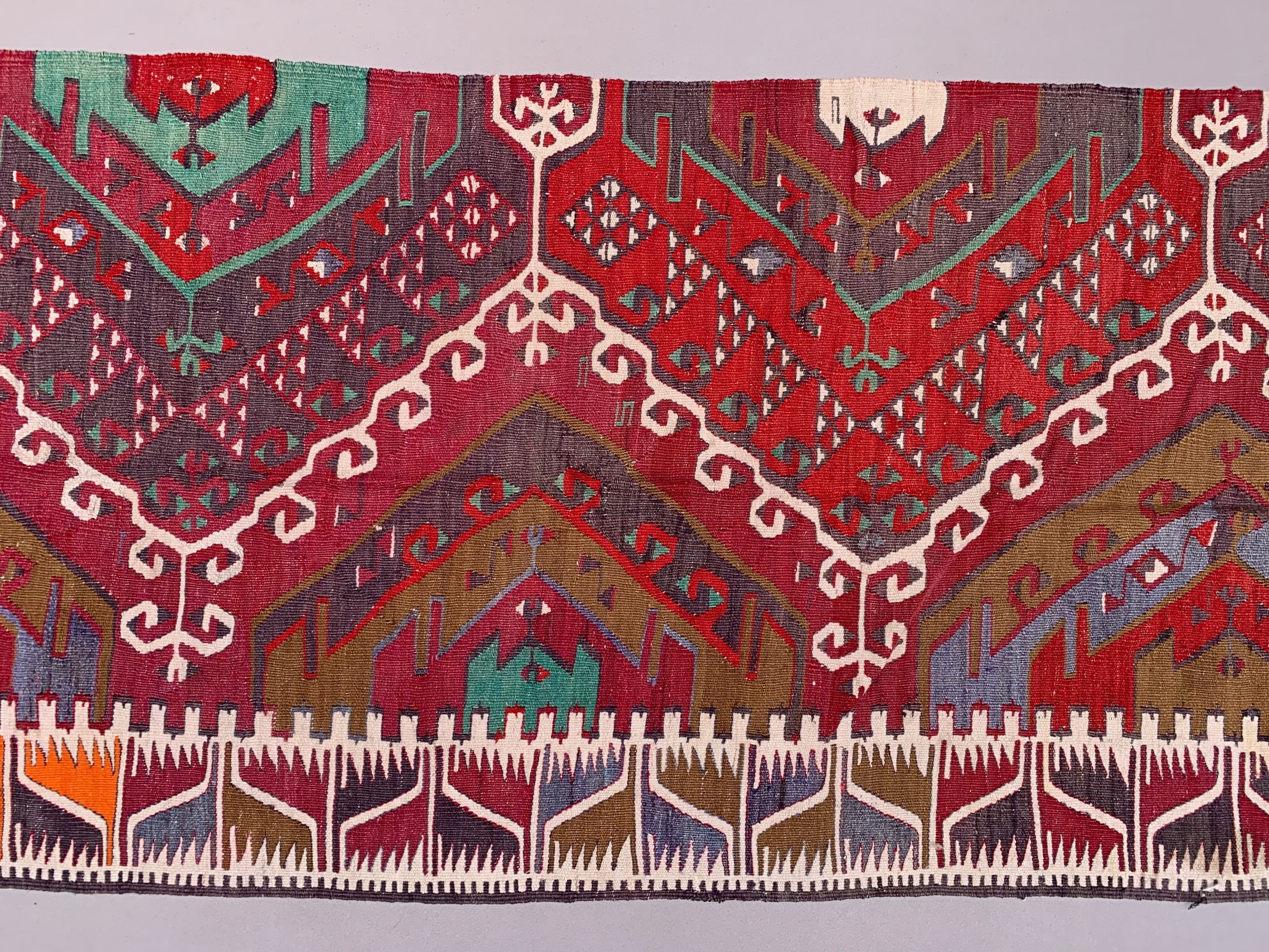 Old Turkish narrow Kilim Runner 324x75 cm shabby chic, vintage kelim