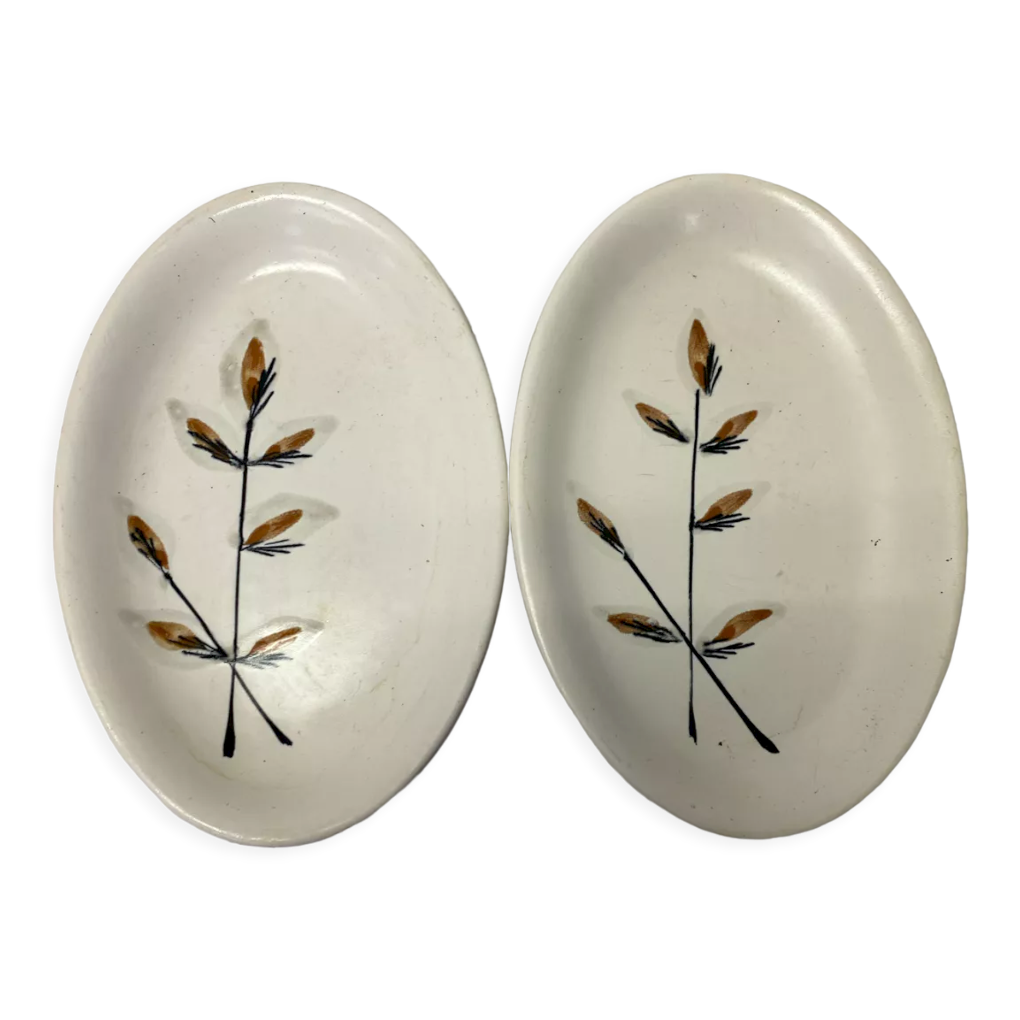 2 dishes earthenware Niderviller twigs