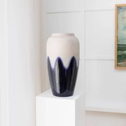 XL Vintage Floor Vase Bay Keramik 624-45, Ceramic, White & Navy Two-Tone Glaze, 1960s