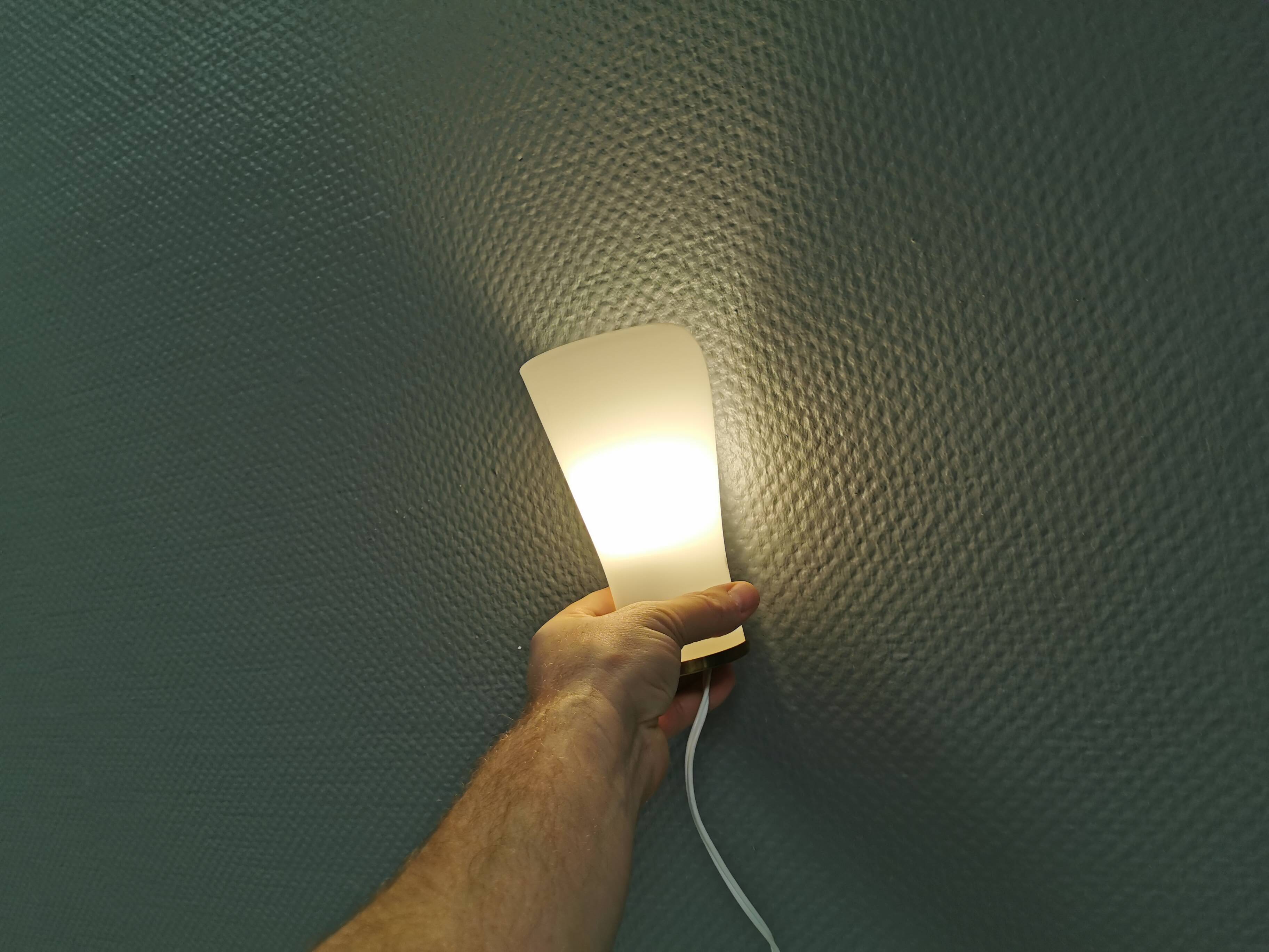 A set of retro wall lamps with white opal glass shades, Denmark 1950s