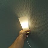 A set of retro wall lamps with white opal glass shades, Denmark 1950s