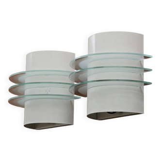 Pair of 1992 vintage IKEA 'Drittel' postmodern wall lamps | Scandinavian ambient lighting.