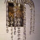 Pair of Murano wall sconces with cascading raindrop style, Venini crystals.