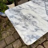 Grey marble bistro table with black cast iron ☐ 110 x 60 cm