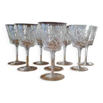 Service of 8 chiseled crystal glasses
