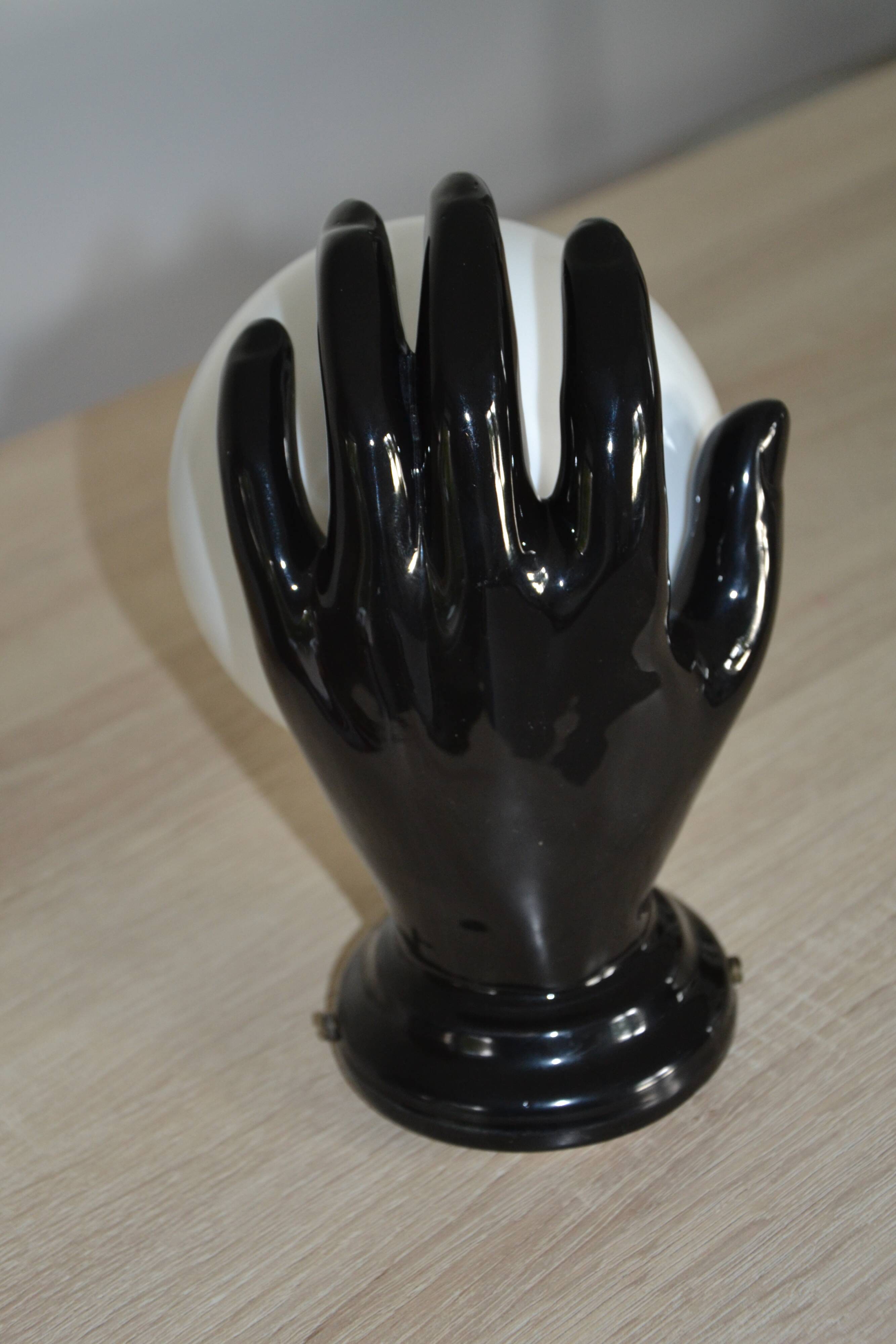 Vintage black opaline globe wall lamp