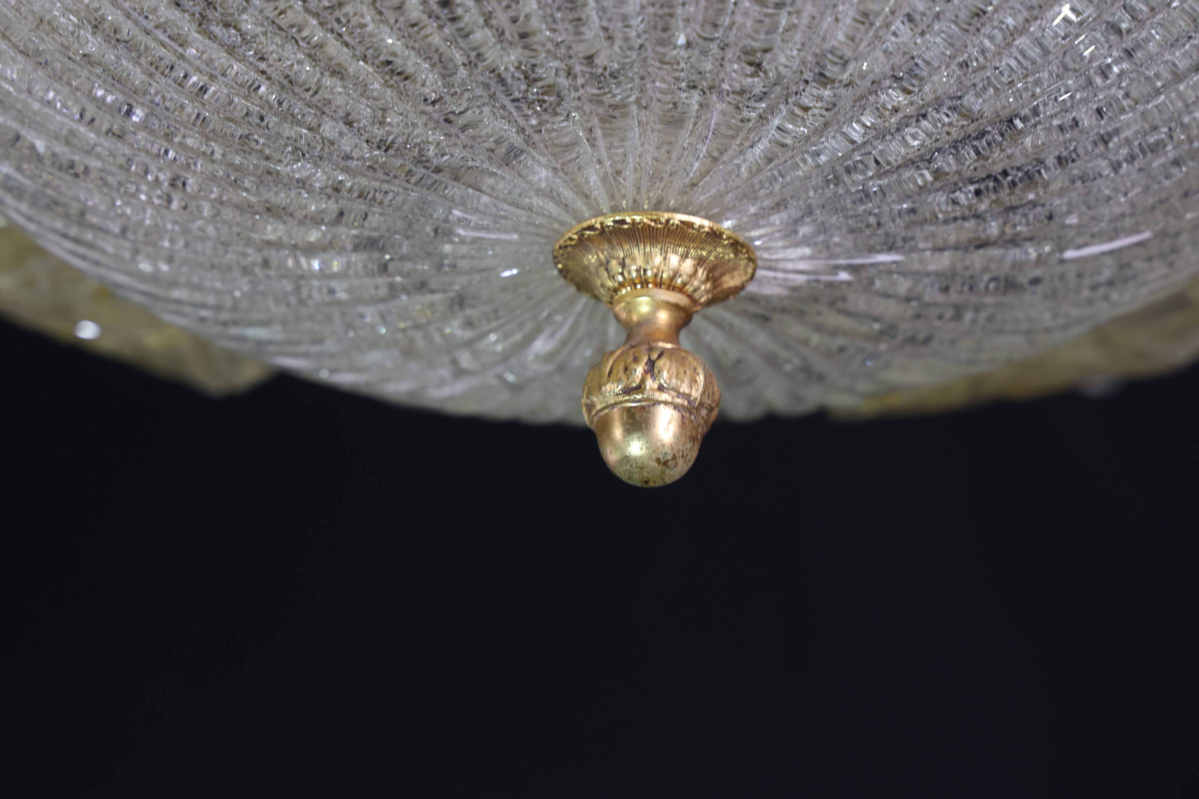 Dubai, Large Size Murano Glass Gold Flush Mount, 1970s