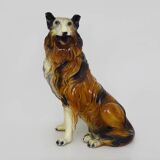 Life-size ceramic collie dog sculpture from the 1960s