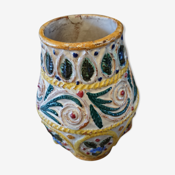 Hand-carved and hand-painted vase