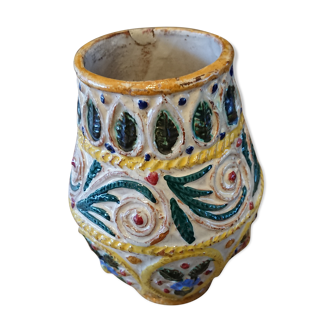 Hand-carved and hand-painted vase