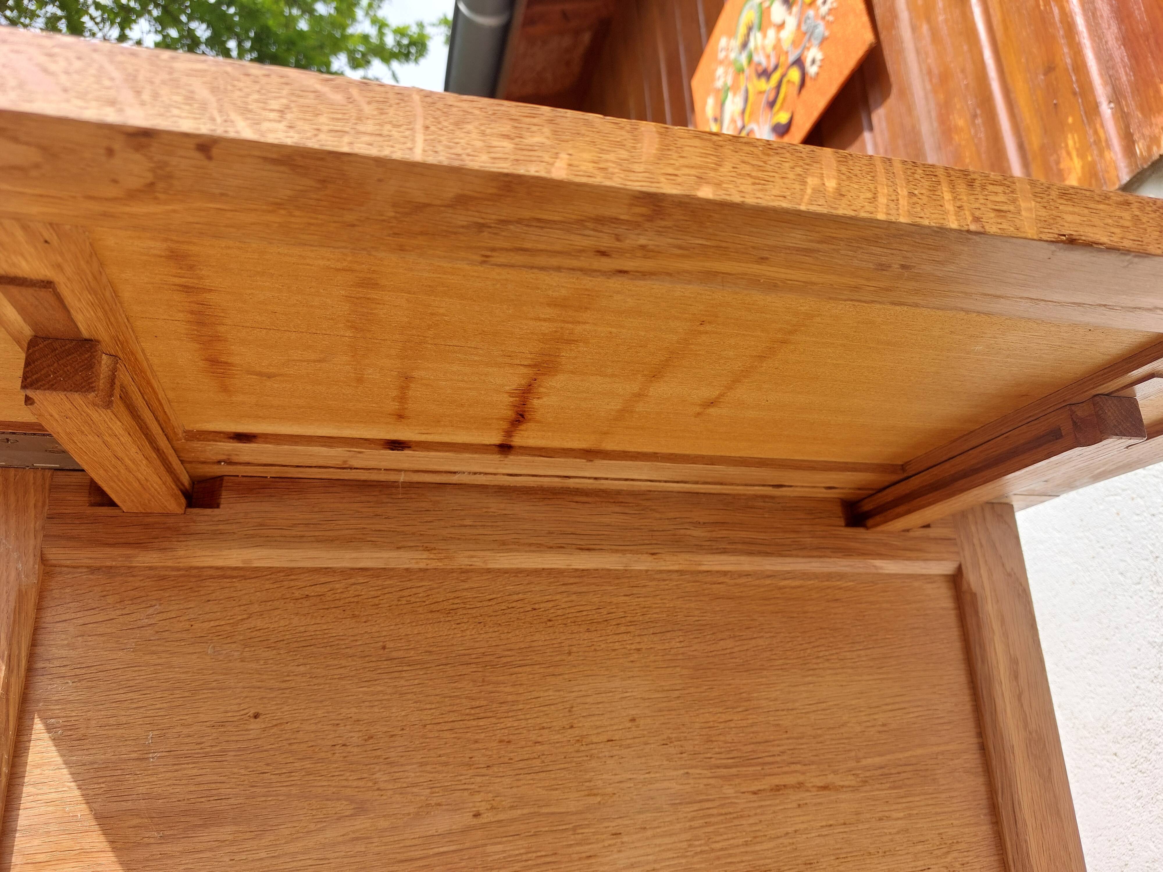 solid wood desk, leather top and extension