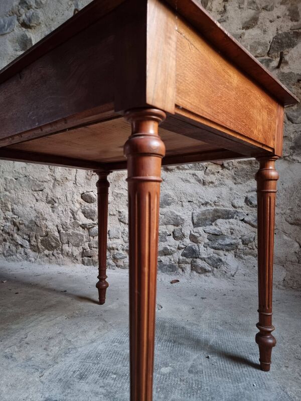 Table d'écriture ancienne en chêne avec tiroir, table d'appoint française, console, bureau en chêne massif, vers 1930–1950