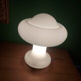 Mushroom lamp peill putzler in white opaline 60'S