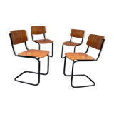 Lot of 4 chairs Vintage Arhend Cantilever oak color