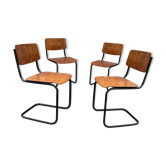 Lot of 4 chairs Vintage Arhend Cantilever oak color