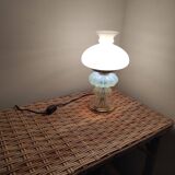 Mid-20th century opaline table lamp, iridescent opal color