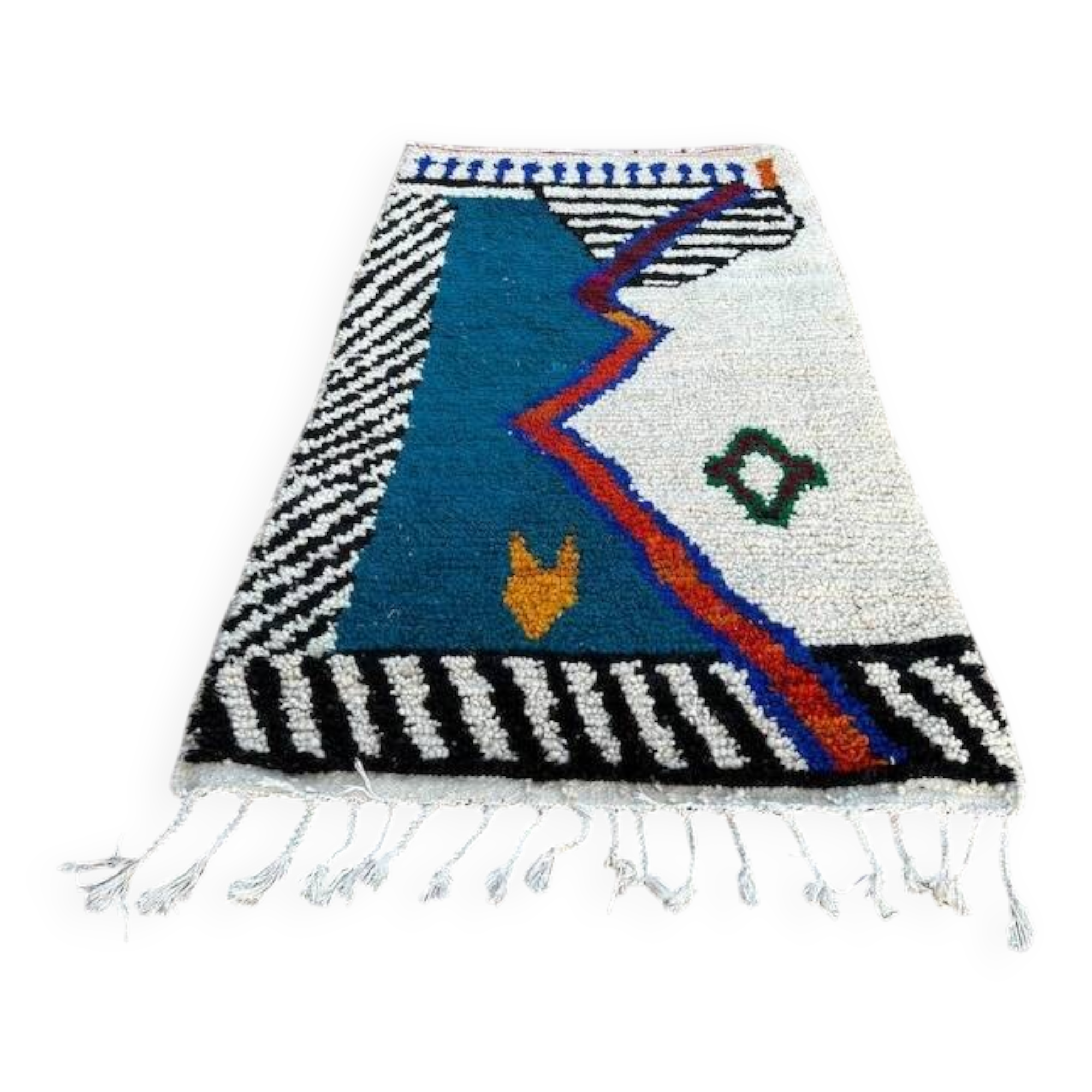 Moroccan blue rug personalized Beni Ourain colorful 250/150cm